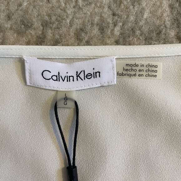 NWT Calvin Klein White Bell Sleeve Blouse - Picture 2 of 4